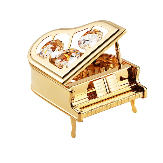 Handmade Gold Silver Plated Grand Piano Figurine Hand Decorated W