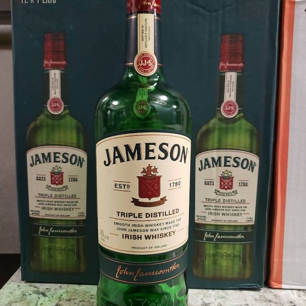 Jameson Irish Whisky - 1000ml empty bottle - glass crafting - Free Shipping!