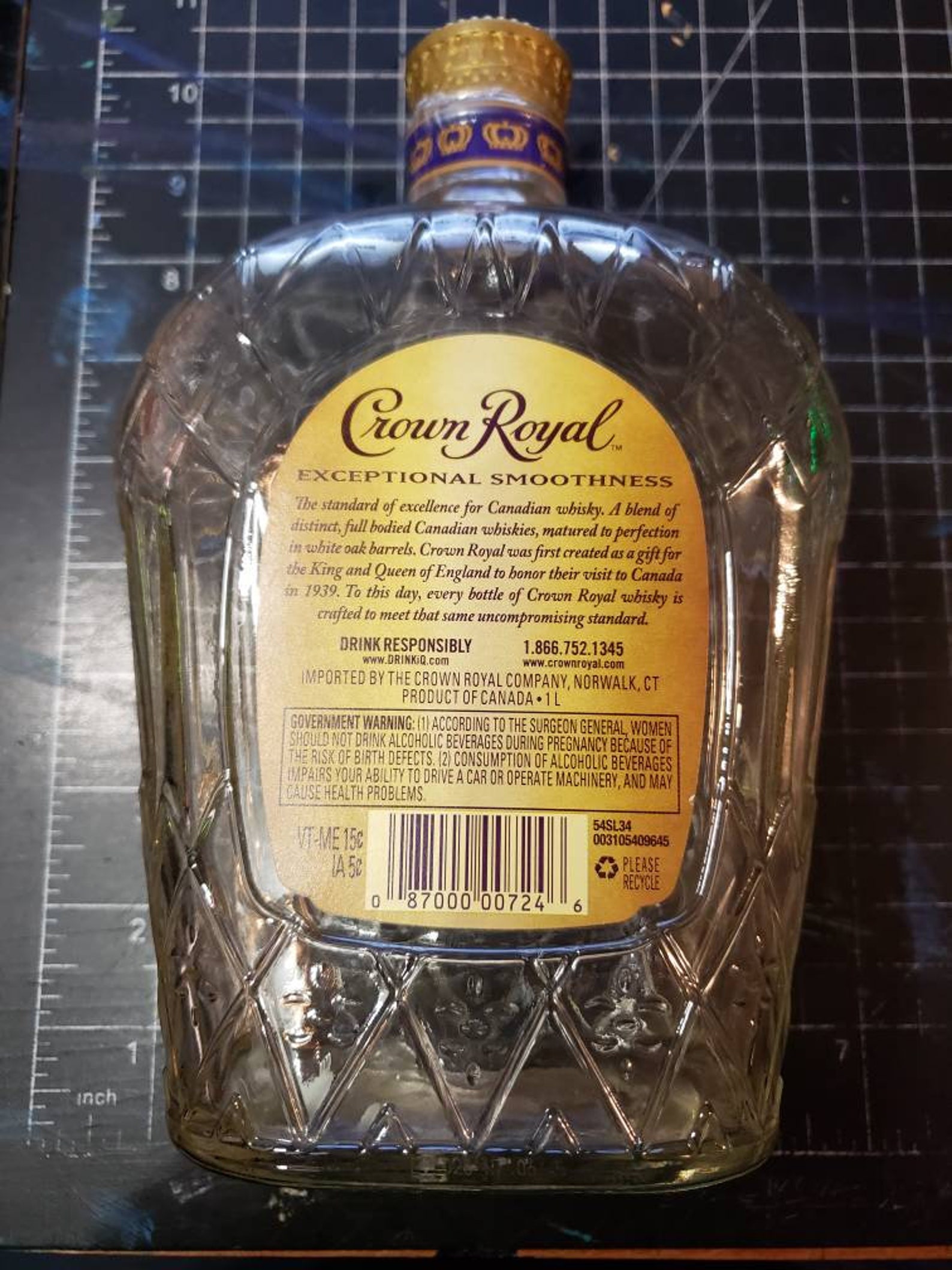 Crown Royal Bottle Empty 1000ml One Liter Size Free Shipping Etsy