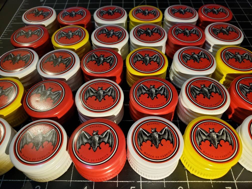 50 White Bacardi Rum Bottle Caps, Craft Supply - Etsy