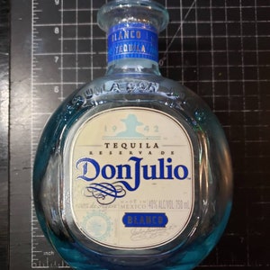 Don Julio Blanco blue glass tequila bottle - empty- 750ml size - Free Shipping!