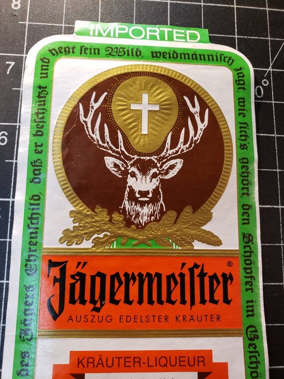 Werbe-Aufkleber Jägermeister Logo 14 cm Hirsch Geweih Kräuter