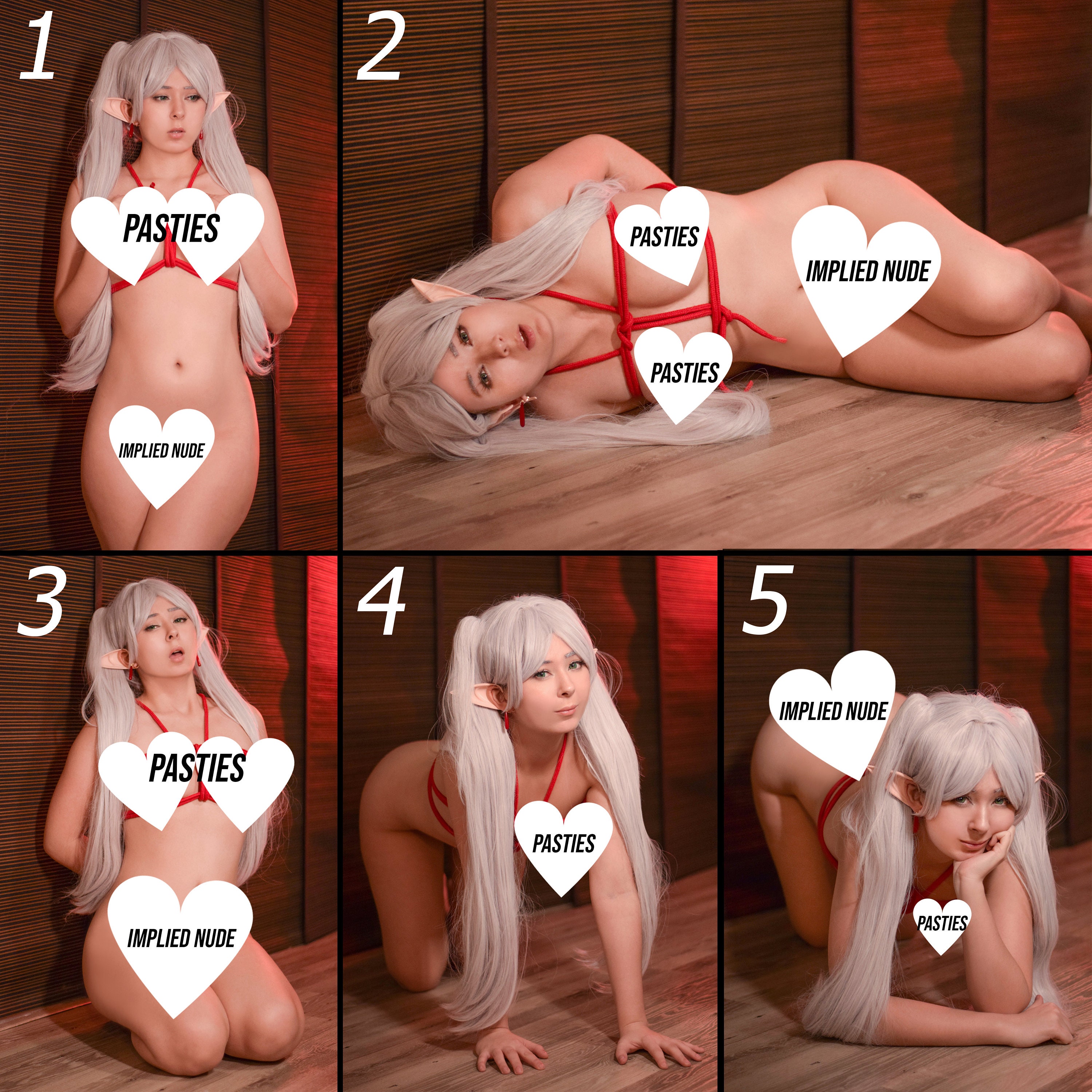 Shibari Bondage Frieren NSFW implizierte nackte Nacktheit Cosplay Prints [Frieren: Jenseits der Reise]