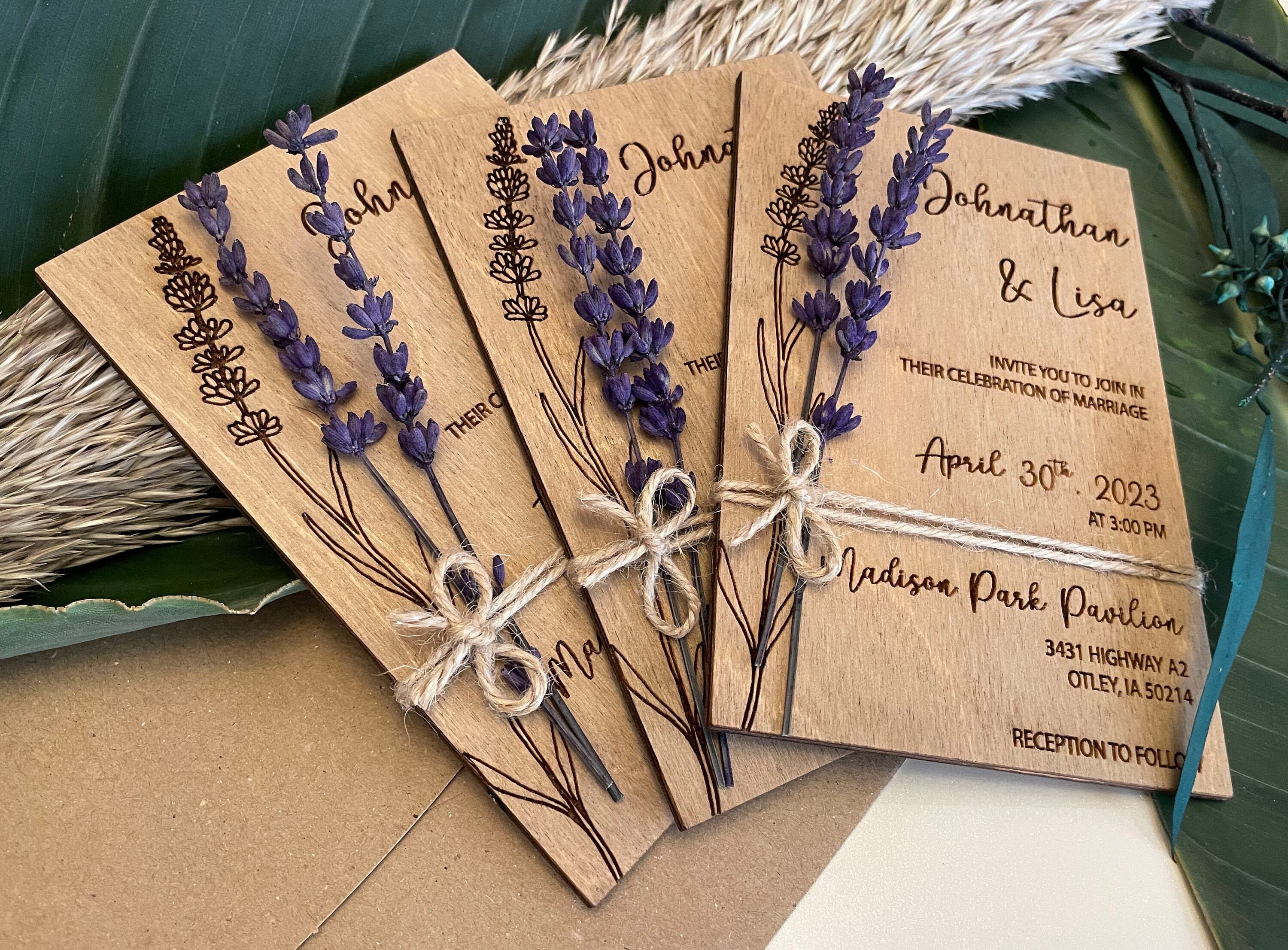 Wood & Lavender Wedding Invitation Wedding Invitations Etsy UK