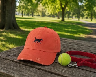 Black Lab Embroidered Distressed Baseball Hat / Labrador Dog Walking Cap / Personalized Labrador Dog Mom Dog Dad Hat / Labrador Lovers Gift