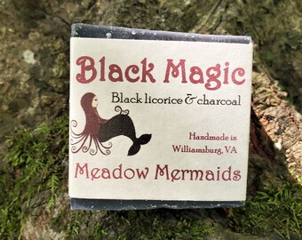 Black Magic Handmade Soap with Black Licorice and Charcoal by Meadow Mermaids