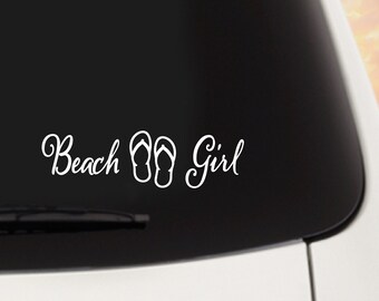 Beach Girl Flip Flop Decal; Beach Girl Flip Flop Sticker; Flip Flop Decal/Flip Flop Sticker; Beach Sticker/Beach Decal; Ocean Sticker/Decal