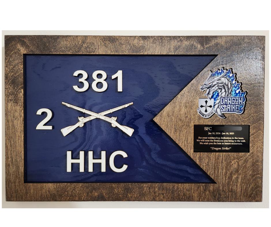 Infantry Custom All Wood Guidon Plaque Military ETS, PCS, Retirement & Graduation Gift