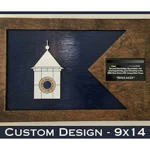 Custom Wood Guidon Plaque with Brass Plate, Any Branch, Military Gift, PCS, Retirement, Award