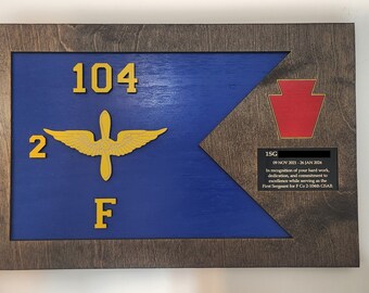 Aviation Custom All Wood Guidon Plaque | Military ETS, PCS, Retirement & Graduation Gift