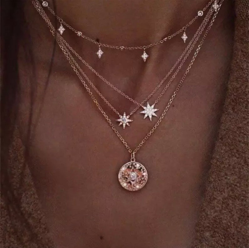 Women Fashion Necklaces Choker Bohemia Gold Colour Star Boho Necklace 35cm UK