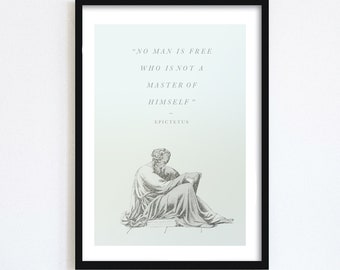 Epiktet - Stoiker Zitat - Minimalistische druckbare Wandkunst - 'No man is free who is not a Master of yourself'