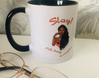 Ethnic Novelty Mug Gift Matching Handle & Inner With Slogan Slay All Day Everyday