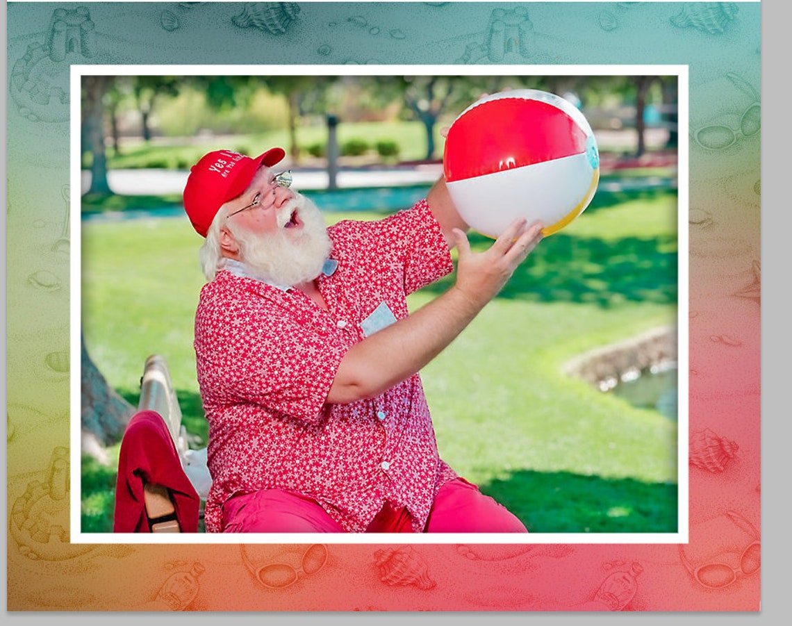 Santa Catching A Beach Ball Christmas Greeting Cards Set of Etsy