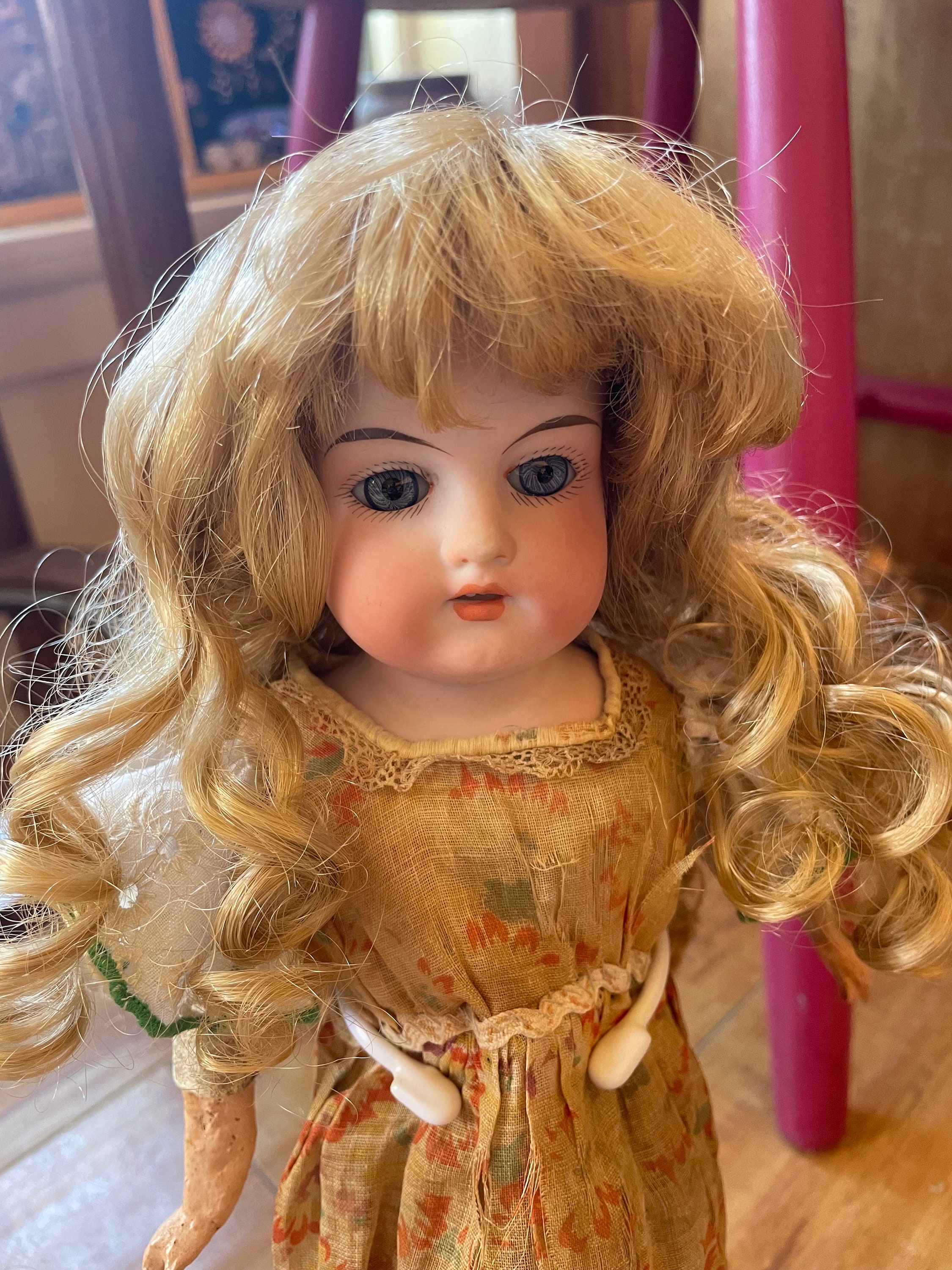 Vintage Victorian Garden Porcelain Doll 377903 Purple Dress