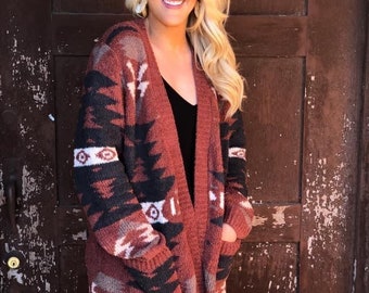 oversized aztec cardigan