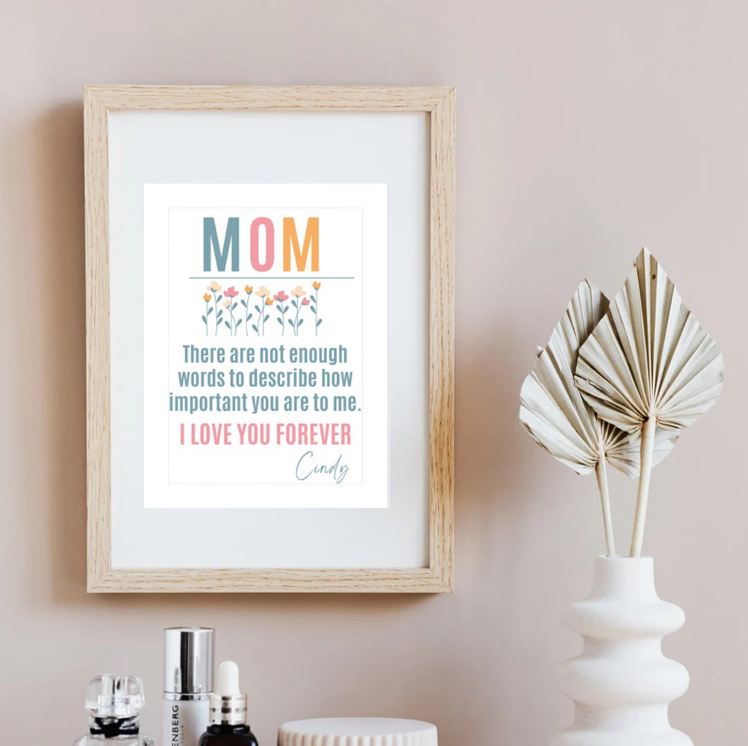 Framed Personalized Gift for Mom, Custom Gifts for Mothers Day, Art ...