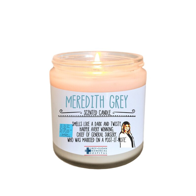 Meredith Grey Greys Anatomy Gift Candle Gift Greys Anatomy Tv Etsy