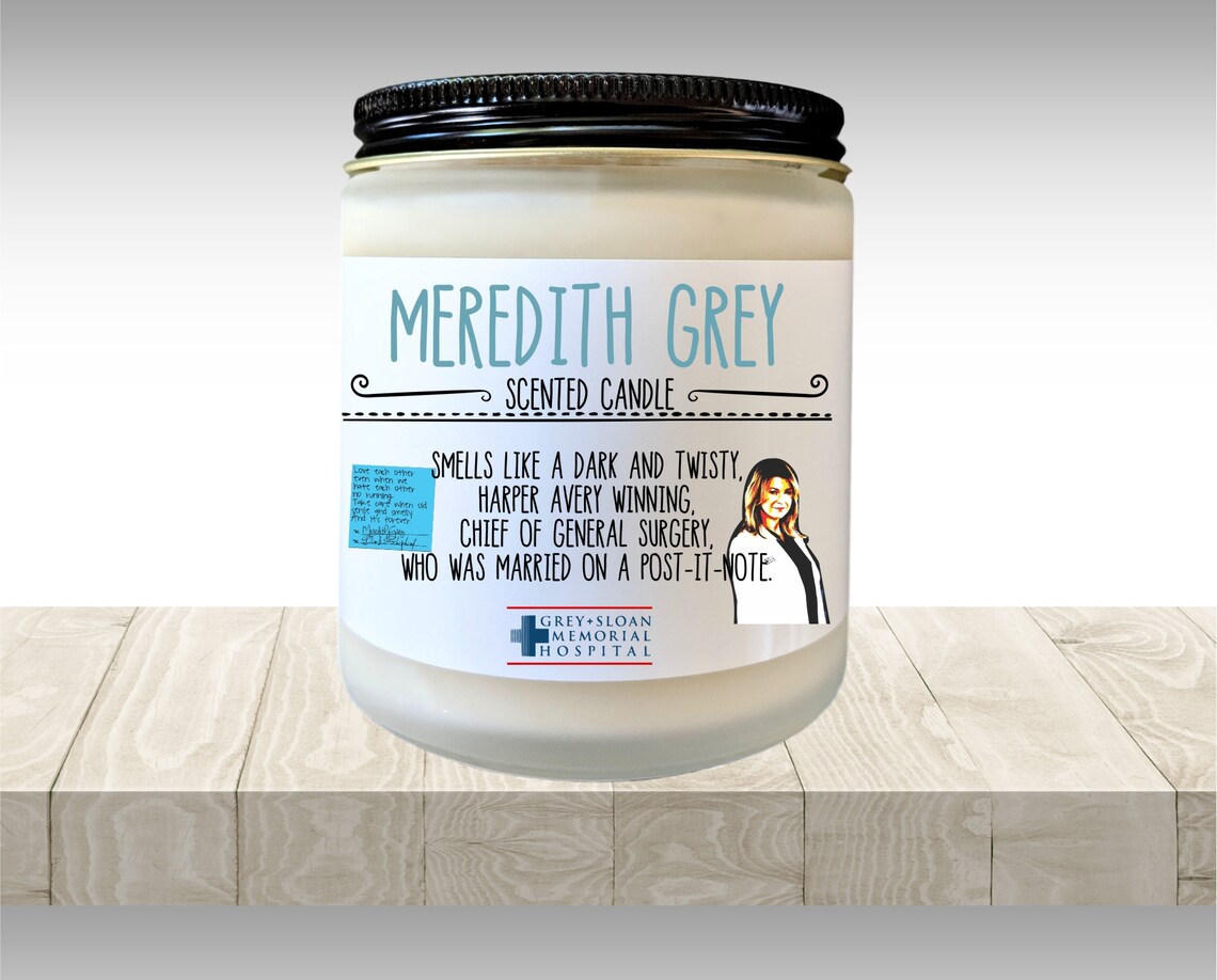 Meredith Grey Greys Anatomy Gift Candle Gift Greys Anatomy Tv Etsy