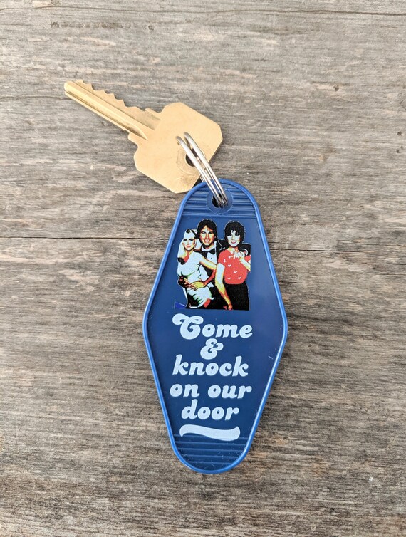 Threes Company Key Chain Funny Gift Come And Knock On Our Door Etsy