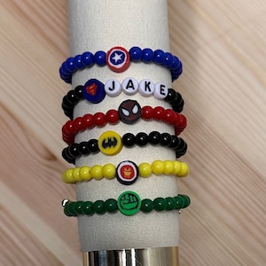 Personalized Superhero Bracelet, Boy Mom Matching Replacement