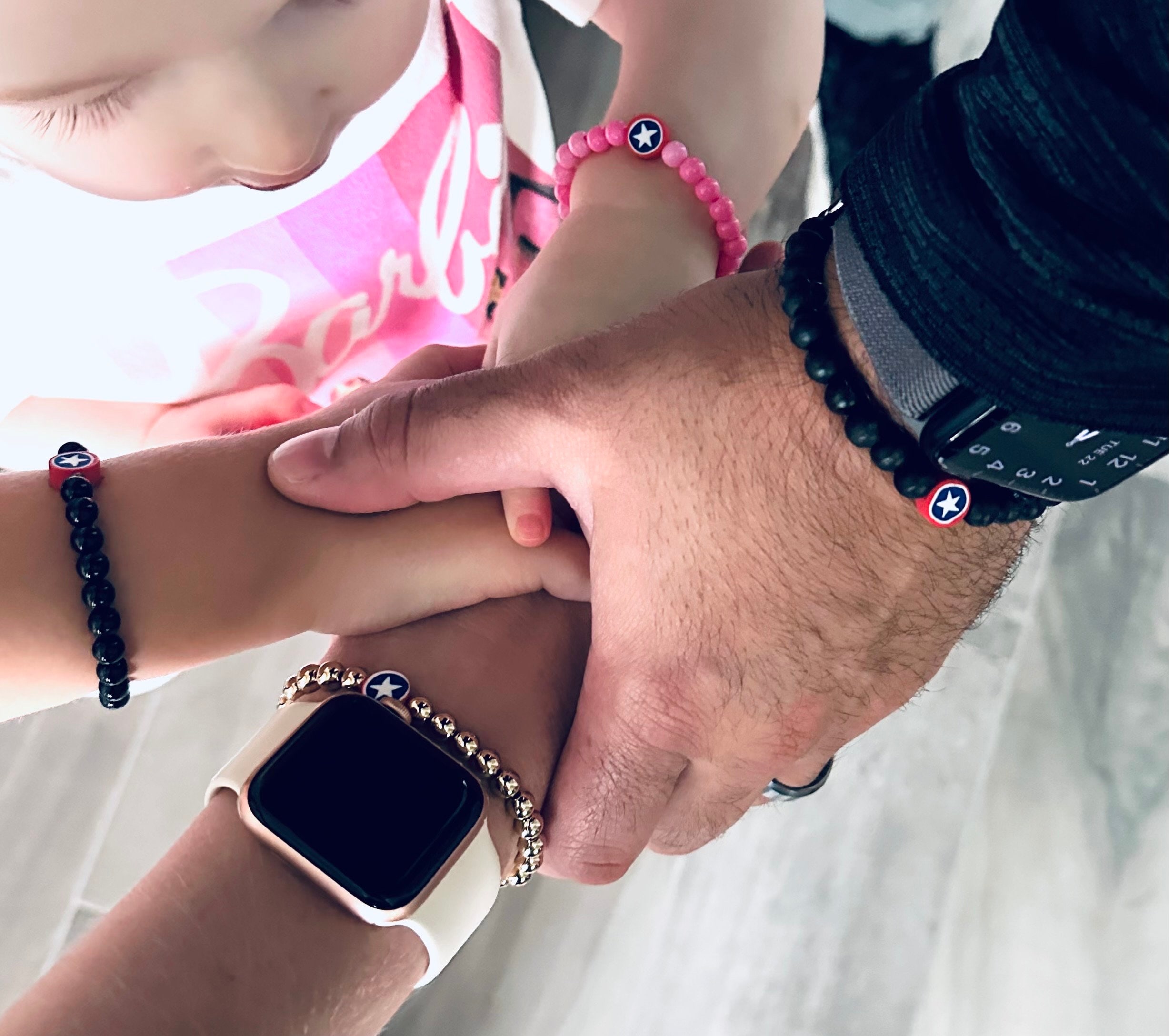 COMBO キッズ服セットとママブレスレットk18gold Family Matching Bracelets, Matching Heroes, Mommy and Me