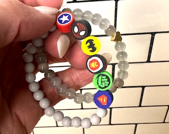 Boy Mom Matching Bracelets, Mommy and Me Matching Bracelet Set, Superhero, Back to School Bracelet Set, Kindergarten Matching Bracelet