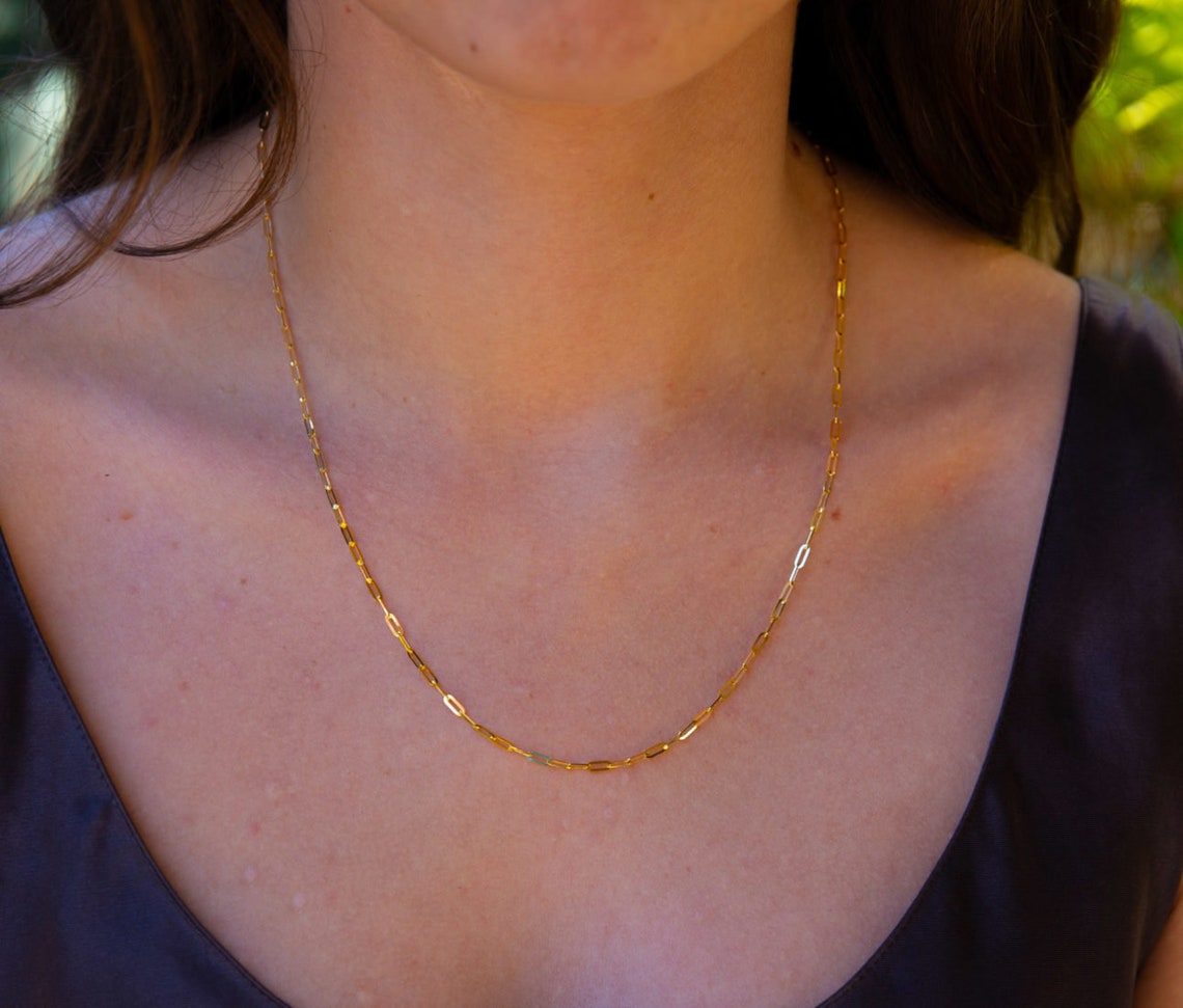 Un collier de trombones XSmall Paperclip en or massif de 14 k Etsy