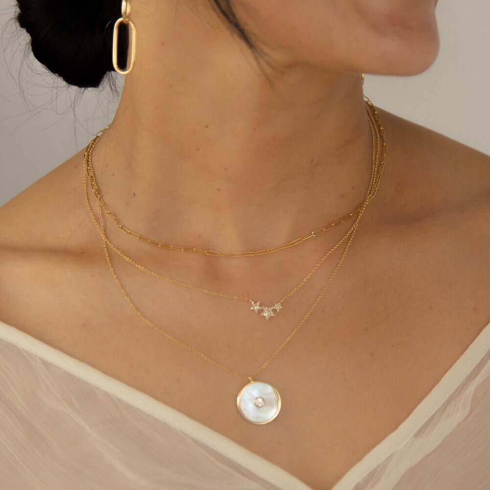 14K Solid Gold XSmall Paperclip Necklace 16 Inches Etsy