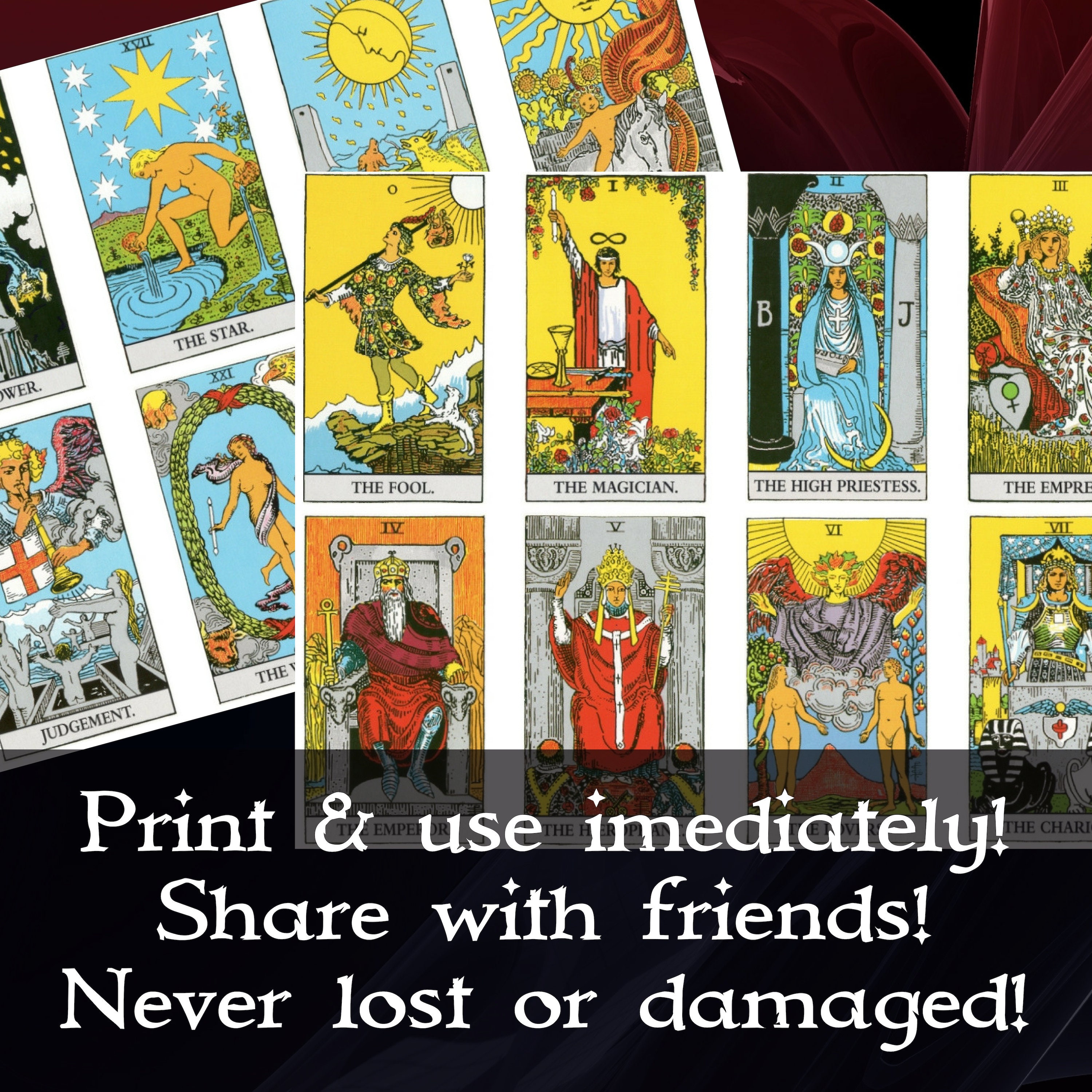 Tarot Deck Tarot Cards To Print Printable Tarot 78 Card Etsy UK