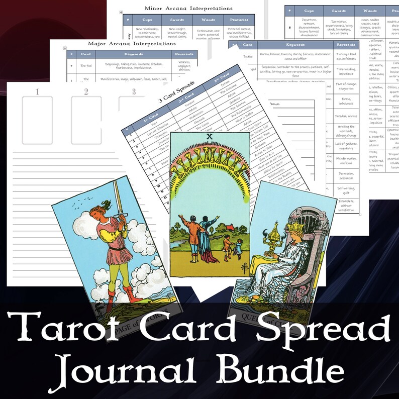Tarot Card Spread Journal Bundle 3-card Spread Pages 20 | Etsy