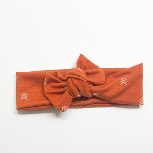 Clay Orange arrows triangles Knot Headband Turban girls Newborn baby toddler take home outfit photo prop birthday party baby shower gift