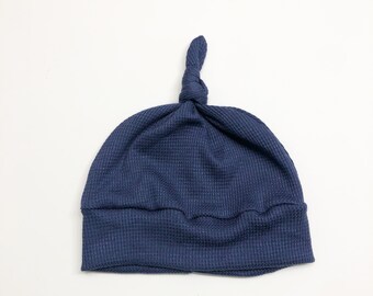 Navy Blue Ribbed Knit Hipster Slouchy Beanie Soft and Comfy Sweater Knit Hat Kids Toque