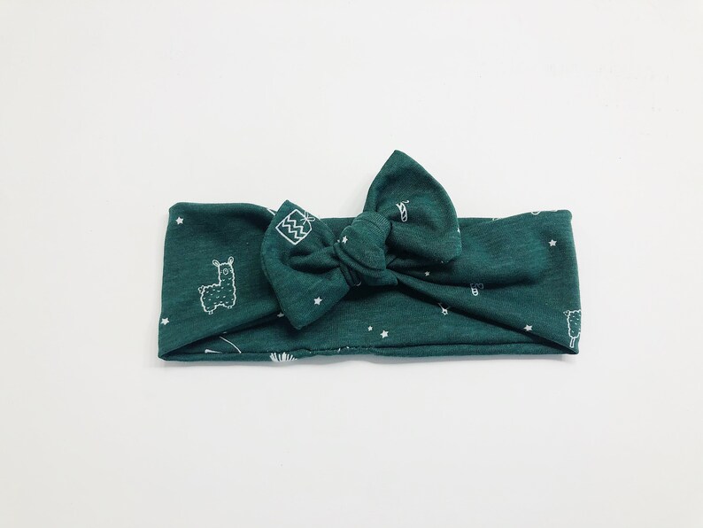 SALE emerald green Christmas llama tree Baby Girl Boy Set Leggings Hat Headband Bow Gift Shower Photo newborn Take Home Outfit Knot Pants
