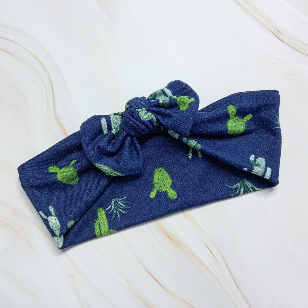 Cactus Green Navy Blue Knot Headband Turban Girls Newborn Baby Toddler