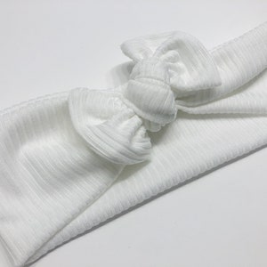 Pure White neutral Ribbed Knot Headband Turban girl Newborn baby toddler take home outfit photo prop birthday party shower gift Yellow