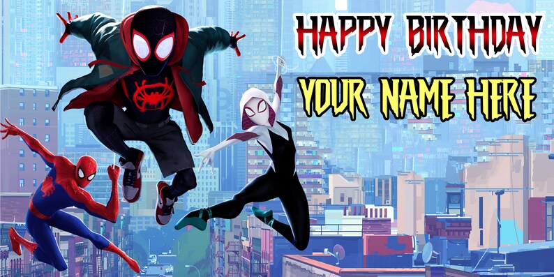 Spiderman Into the Spiderverse Personalized Banner 48 x 24 image 1