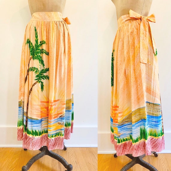 Rare 40s 50s Vintage Skirt Handpainted | 1940s 195