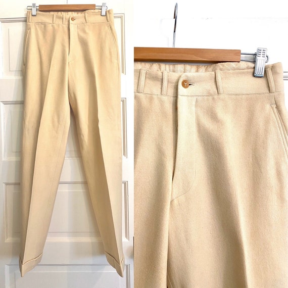 Gorgeous 30s 1940s Flat Front Wool Trousers | Men’