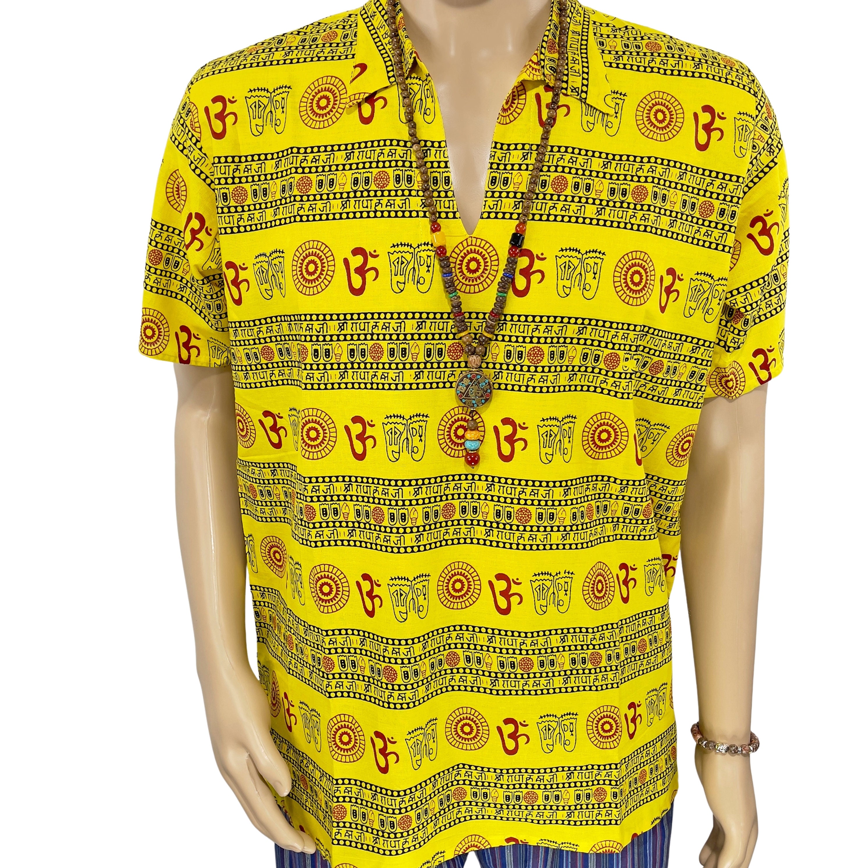 Handmade Om V-neck Cotton Kurta Shirt 