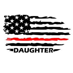 Thin Red Line Daughter Flag,Red Thin Line Daughter Flag,Thin Red Line Flag,Firefighter Decal,Woman Firefighter Decal,Thin Red Line Flag