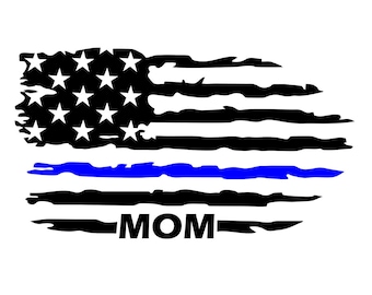 Thin Blue Line Mom Flag Decal,Thin Blue Line Decal,Police Family Decal,Thin Blue Line Mom Flag,Blue Thin Line Flag Decal,Police Blue Line