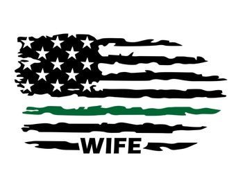 Thin Green Line Wife Flag,Thin Green Line Wife Decal,Green Thin Line Decal,Distressed Thin Green Line Decal,Military Wife Decal,Solider Wife