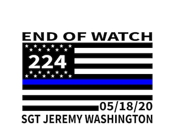 End of Watch Vinyl Decal,EOW Thin Blue Line Flag,Thin Blue Line Vinyl Decal,Personalized EOW Decal Memorial,In Memory of Thin Blue Line Flag