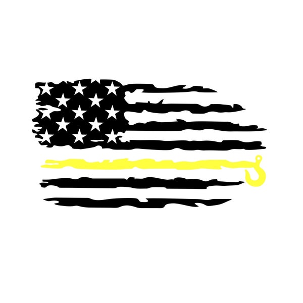 Thin Yellow Line Tow Hook Flag,Dispatcher Flag,911 Flag,Yellow Line Flag,Tow Truck Driver Flag,Yellow Thin Line Flag,Tow Hook Decal
