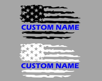 PERSONALIZED Thin Blue Line Flag,Personalized Blue Thin Line Flag,Personalized Hero Flag Decal,Custom Blue Line  Decal,Custom Thin Blue Line