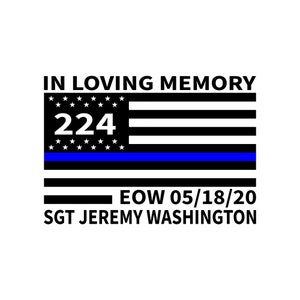 End of Watch Vinyl Decal,EOW Thin Blue Line Flag,Thin Blue Line Vinyl Decal,Personalized EOW Decal Memorial,In Memory of Thin Blue Line Flag