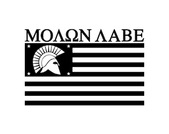 Molon Labe Flag Decal,USA Molon Labe Flag,2A Flag Decal,Come and Take Them Flag,2nd Amendment Flag Decal,Spartan Decal,Molon Labe Spartan