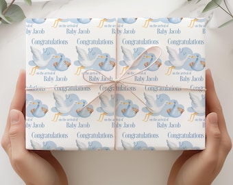 Inpakpapier nieuwe baby, cadeaupapier nieuwe baby, cadeaupapier op maat, inpakpapier met naam, neutrale babycadeauverpakking, babycadeau, babyshoweromslag