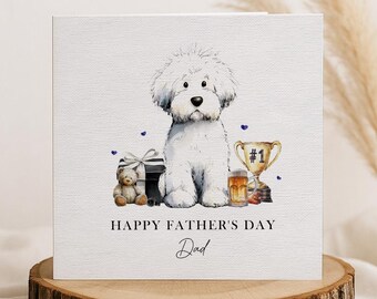 Tarjeta personalizada del Día del Padre con diseño de Bichón Frisé, tarjeta del Día del Padre para papá, esposo, novio, padrastro, abuelo, papá perruno, Bichón Frisé